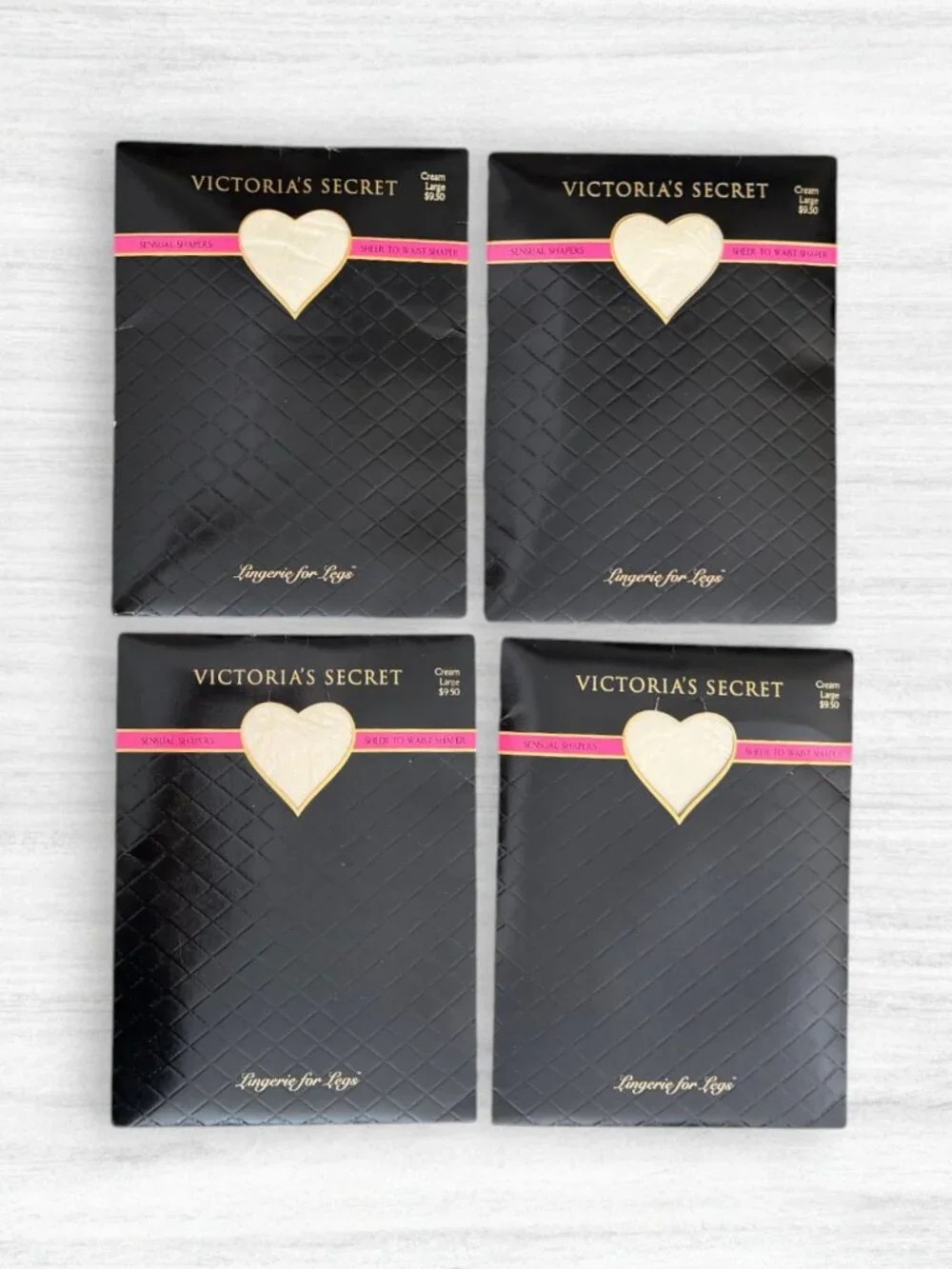 Vintage 90s Victoria’s Secret Sensual Shapers Cream Large Pantyhose 4 Pair